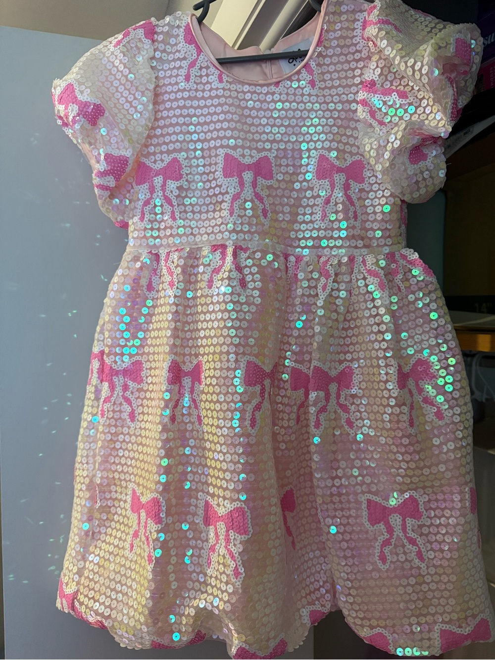 Lola and the Boys Pink Sequin Bow Party Dress for Girls